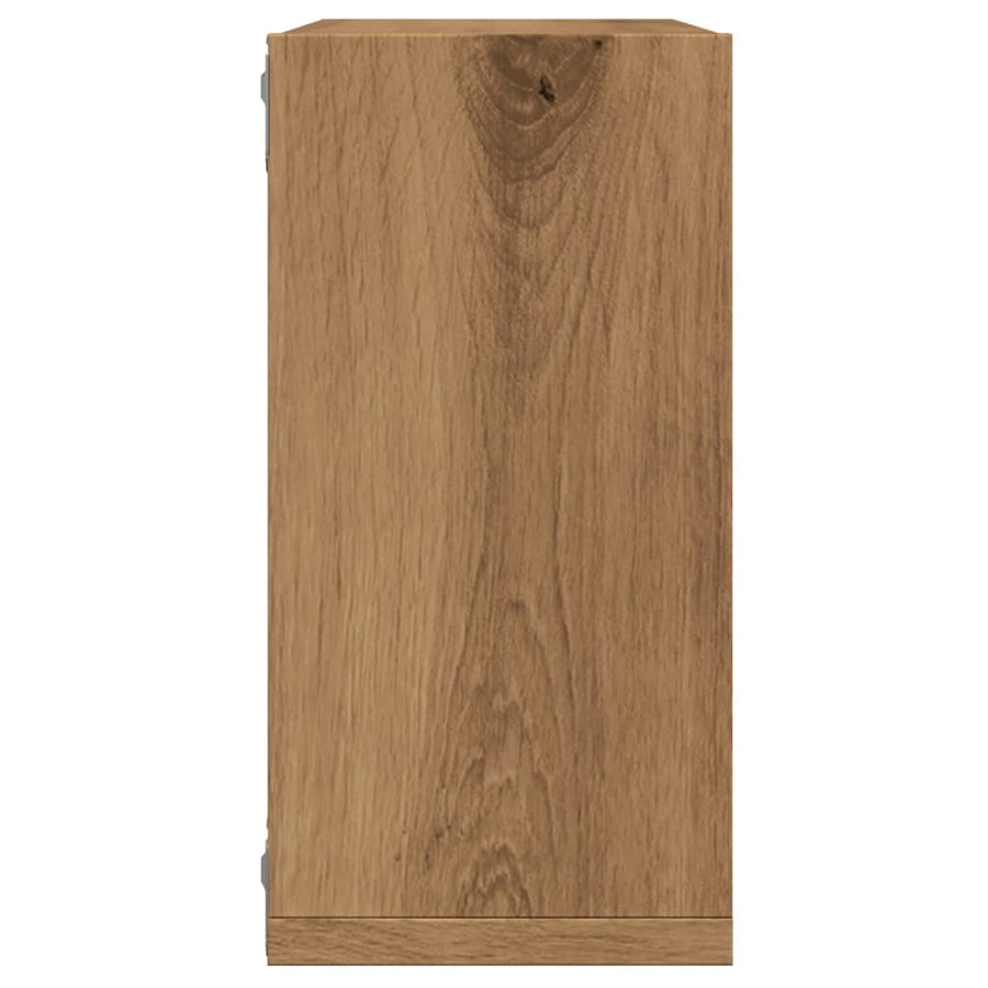 Wandschappen kubus 2st 30x15x30cm bewerkt hout artisanaal eiken