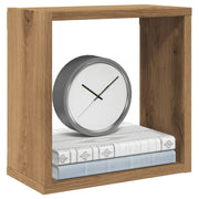 Wandschappen kubus 2 st 30x15x30 cm bewerkt hout eiken