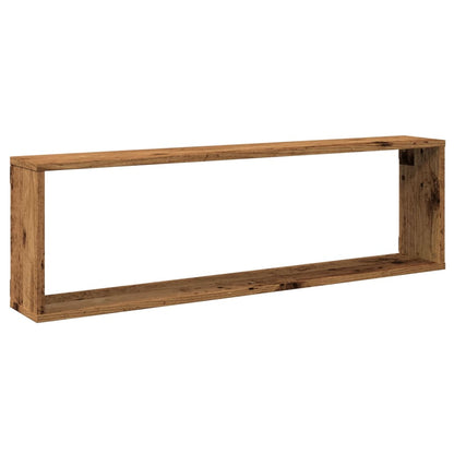 Wandschappen kubus 2 st 100x15x30 cm bewerkt hout oud hout