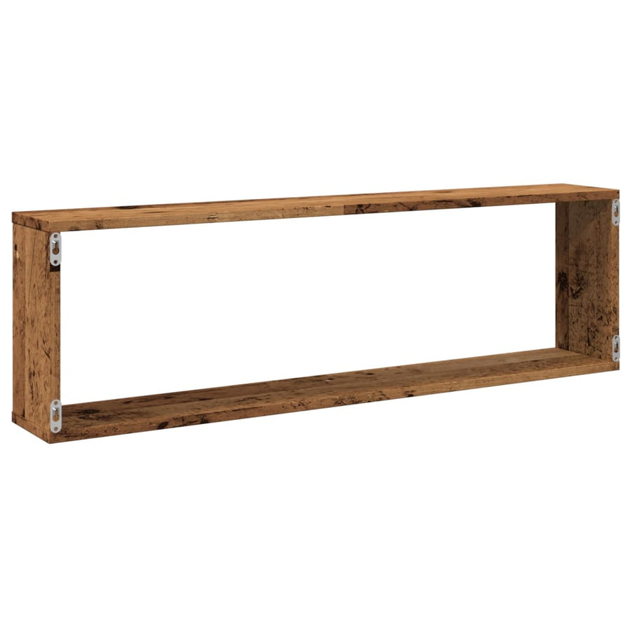 Wandschappen kubus 2 st 100x15x30 cm bewerkt hout oud hout