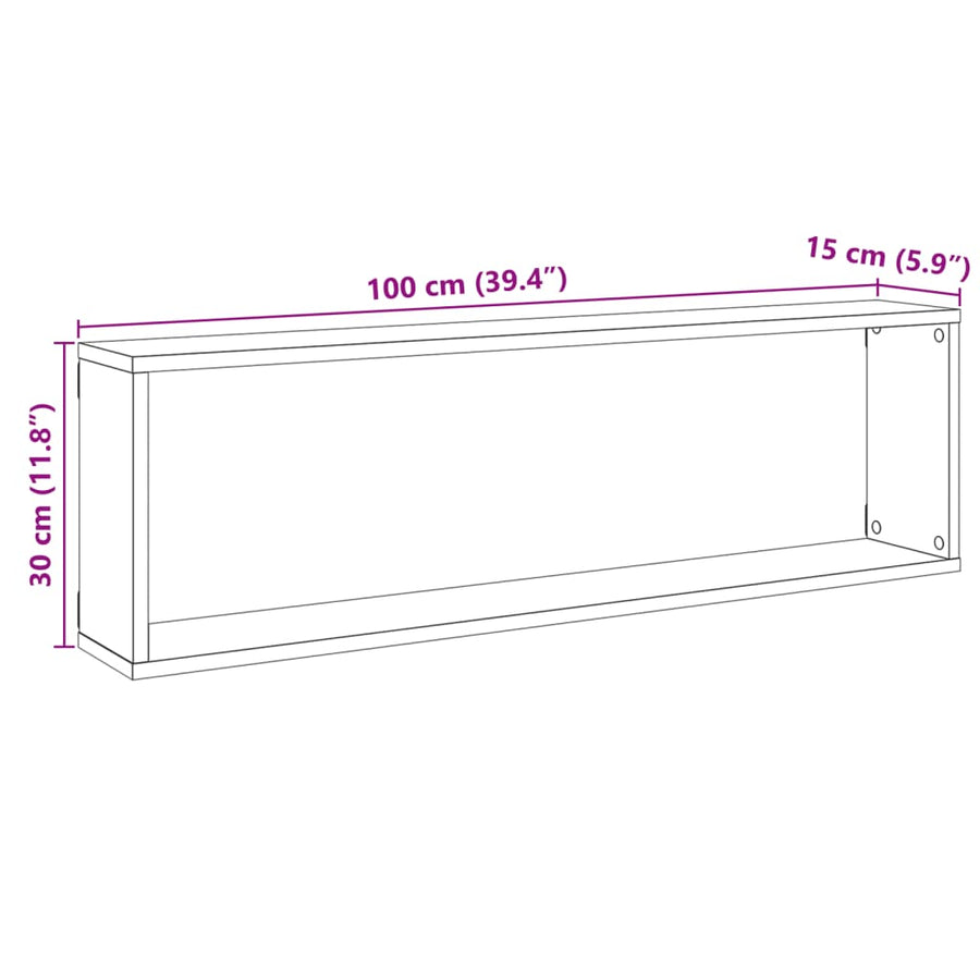 Wandschappen kubus 2st 100x15x30cm bewerkt hout artisanaaleiken
