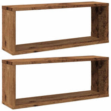 Wandschappen kubus 2 st 60x15x23 cm bewerkt hout oud houtkleur