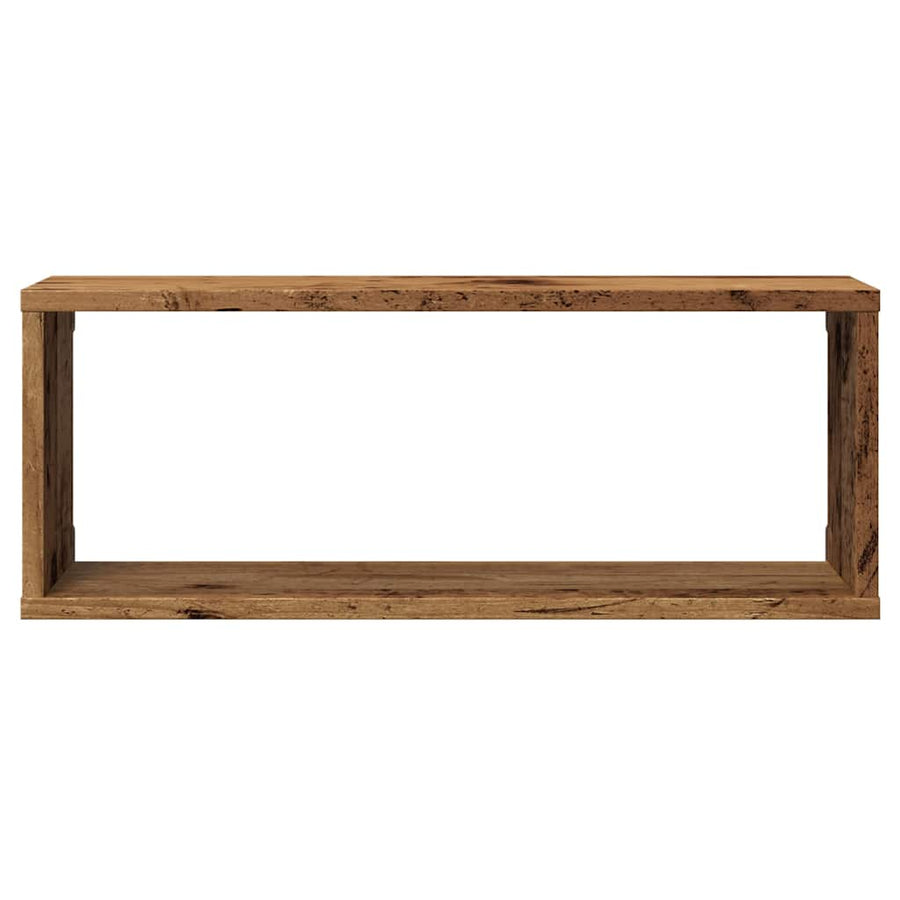 Wandschappen kubus 2 st 60x15x23 cm bewerkt hout oud houtkleur