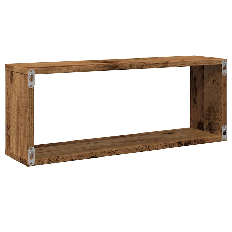 Wandschappen kubus 2 st 60x15x23 cm bewerkt hout oud houtkleur