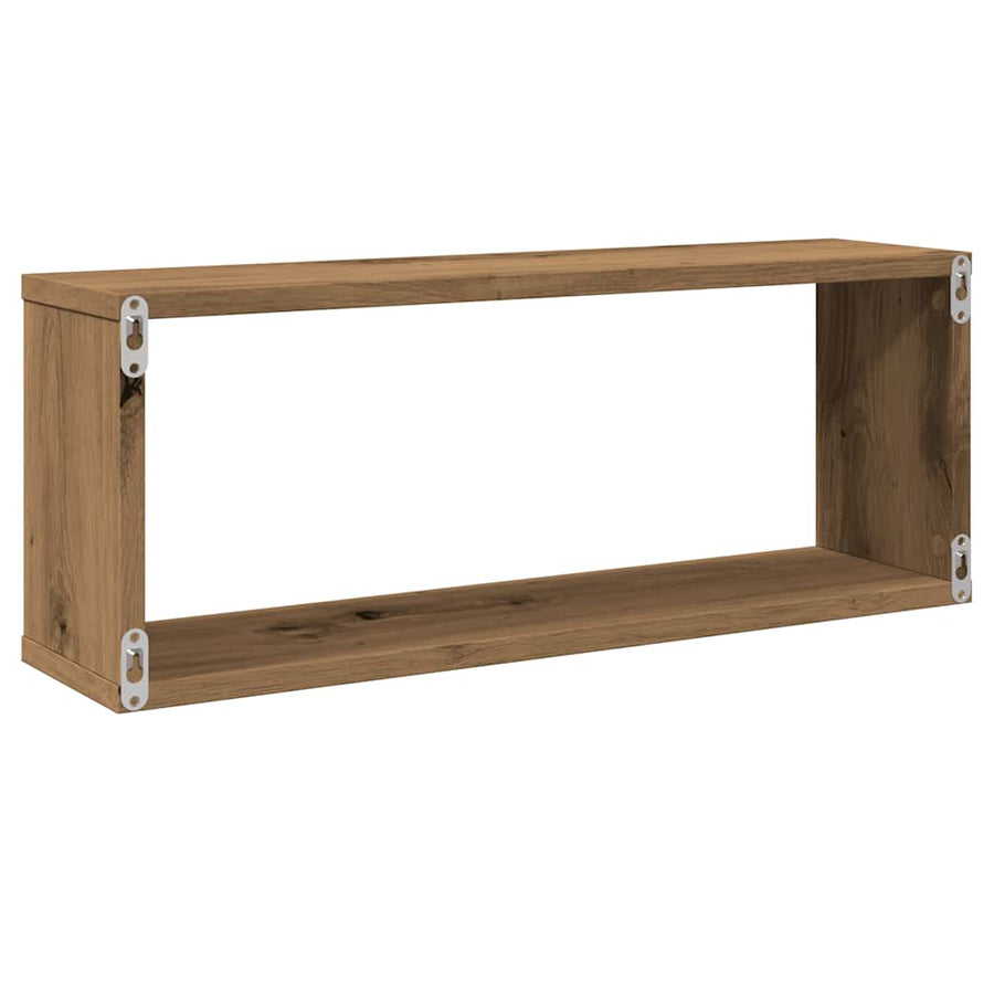 Wandschappen kubus 2 st 60x15x23 cm hout artisanaal eiken