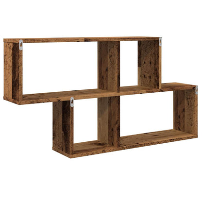 Wandschap 100x18x53 cm bewerkt hout oud houtkleurig