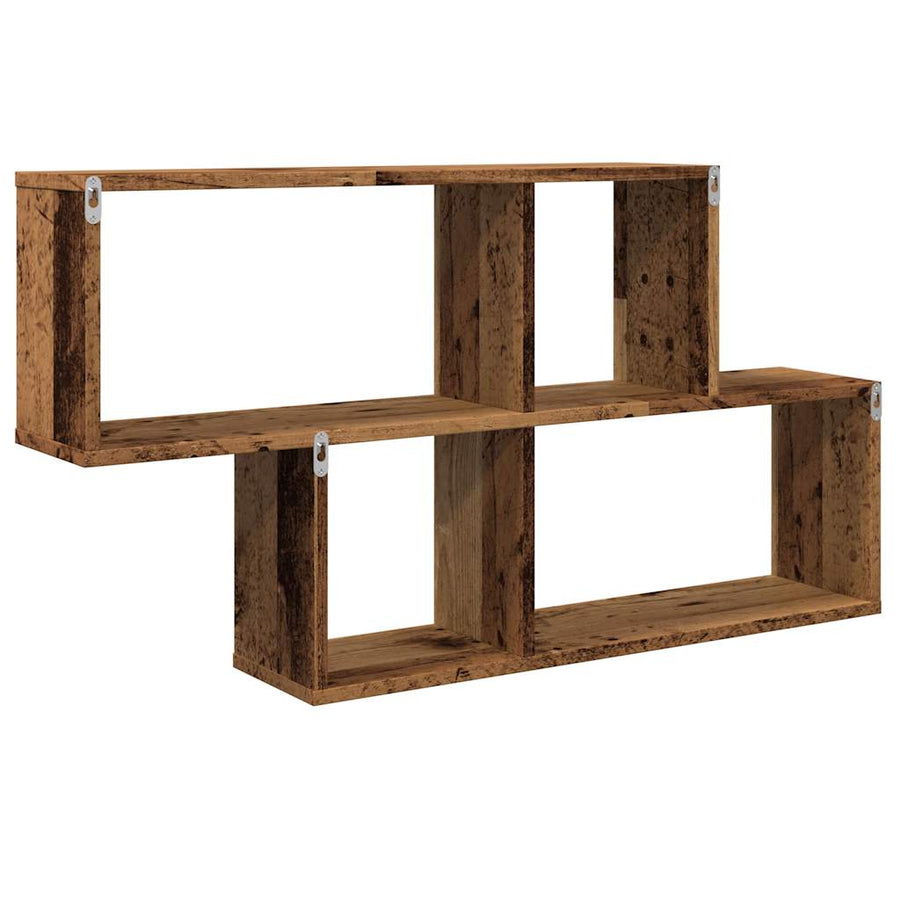 Wandschap 100x18x53 cm bewerkt hout oud houtkleurig