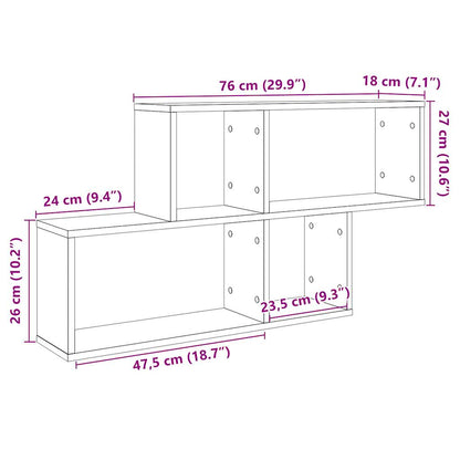 Wandschap 100x18x53 cm bewerkt hout artisanaal eikenkleurig
