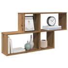 Wall shelf 100x18x53 cm crafted artisanal oak-coloured wood