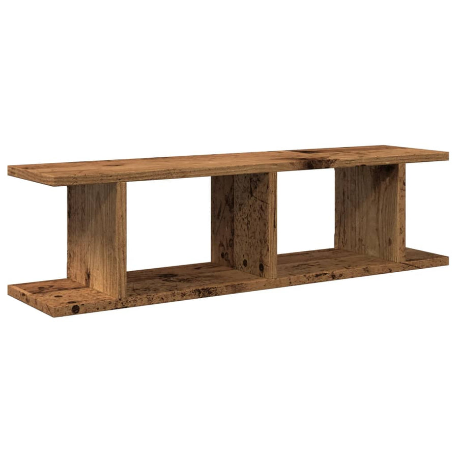 Wandschappen 2 st 75x18x20 cm bewerkt hout oud houtkleurig