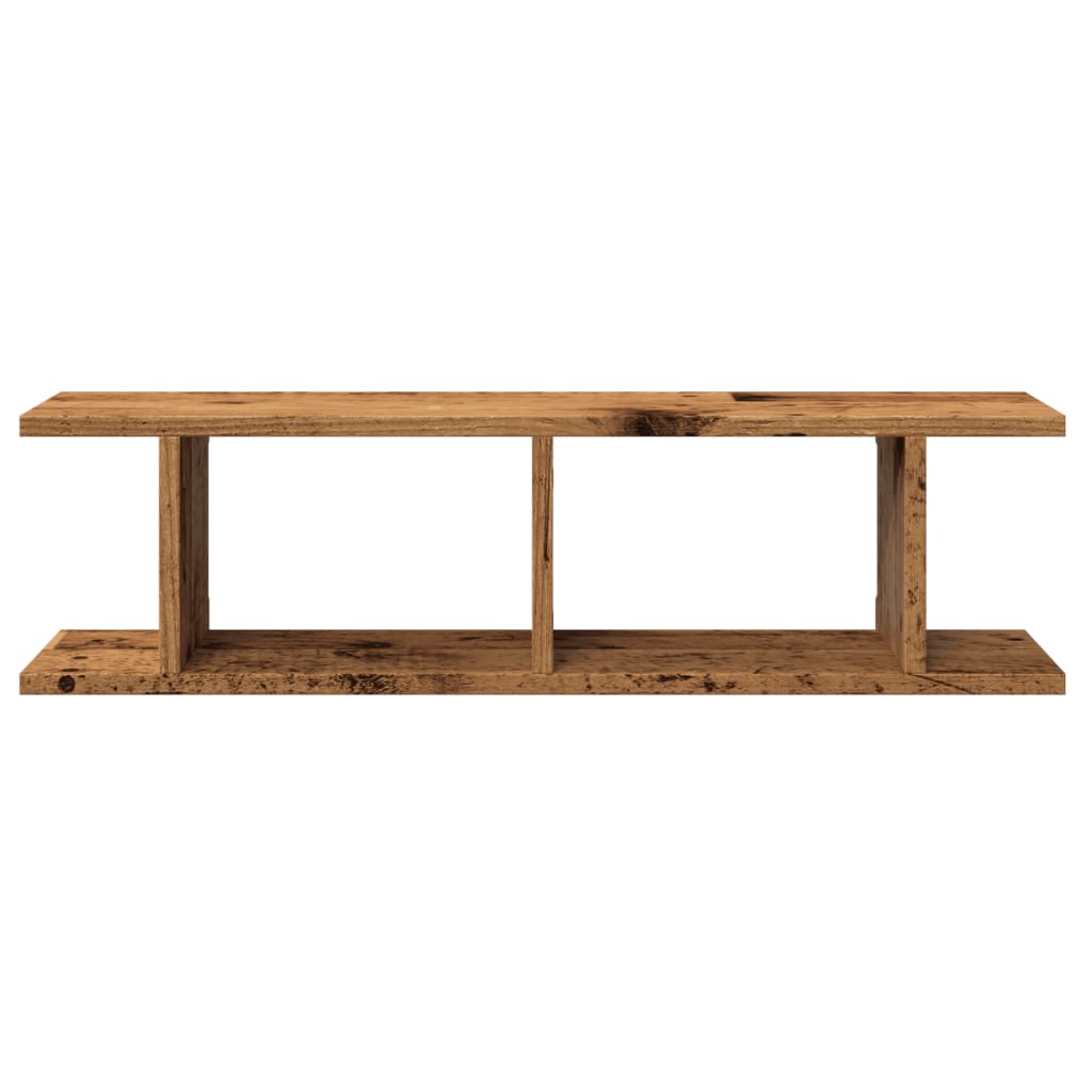 Wandschappen 2 st 75x18x20 cm bewerkt hout oud houtkleurig