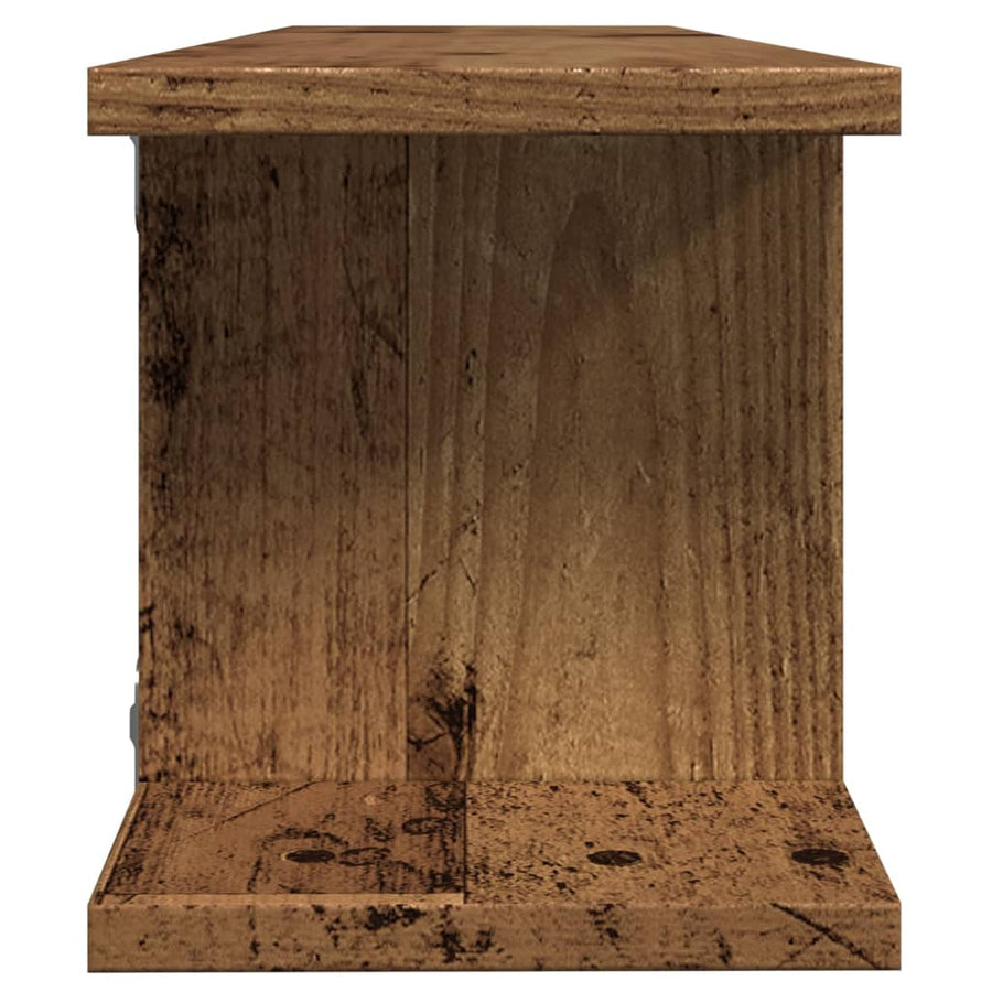 Wandschappen 2 st 75x18x20 cm bewerkt hout oud houtkleurig