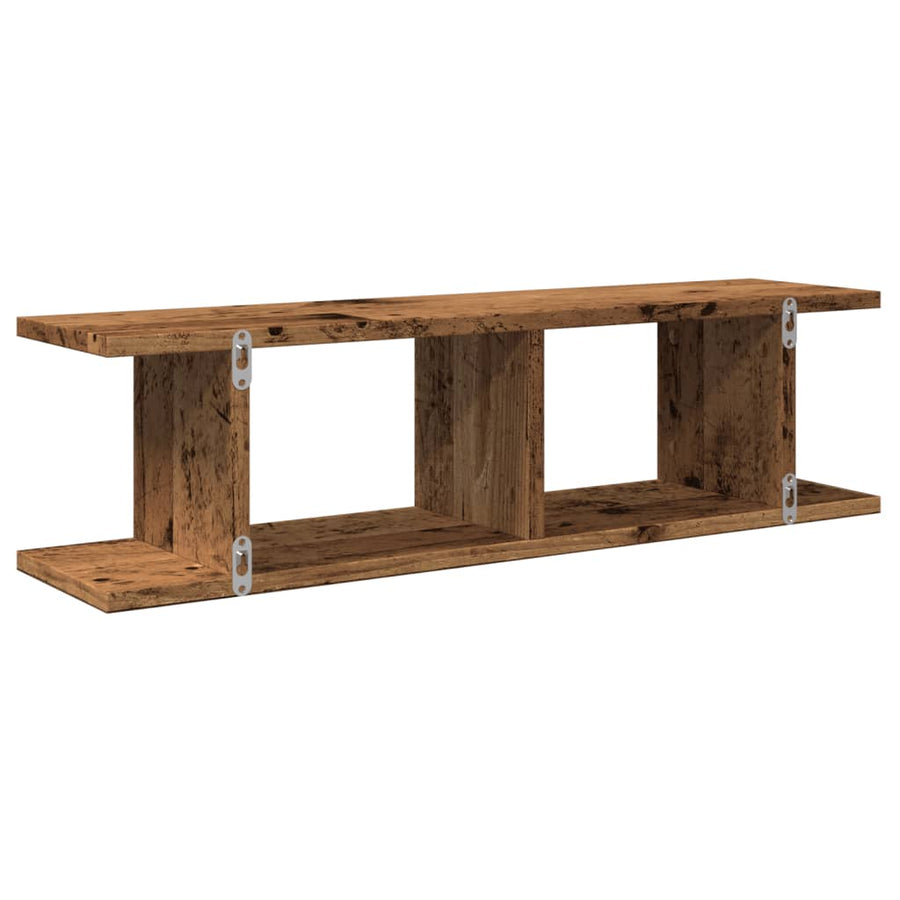Wandschappen 2 st 75x18x20 cm bewerkt hout oud houtkleurig