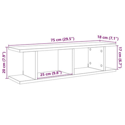 Wandschappen 2 st 75x18x20 cm bewerkt hout oud houtkleurig