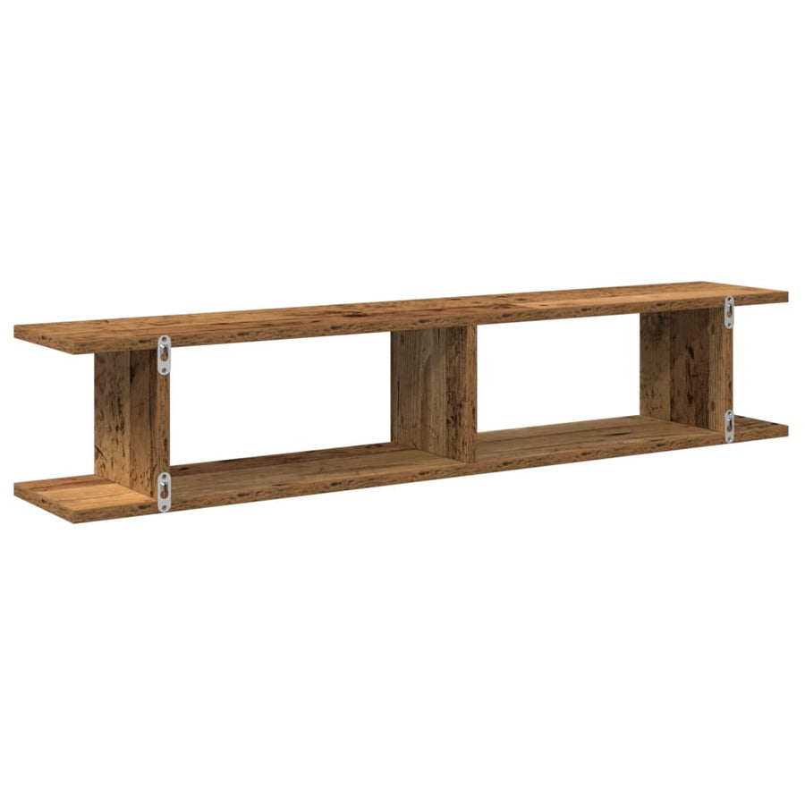 Wandschappen 2 st 105x18x20 cm bewerkt hout oud houtkleurig