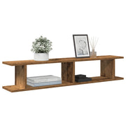 Wandschappen 2 st 105x18x20 cm bewerkt hout oud houtkleur