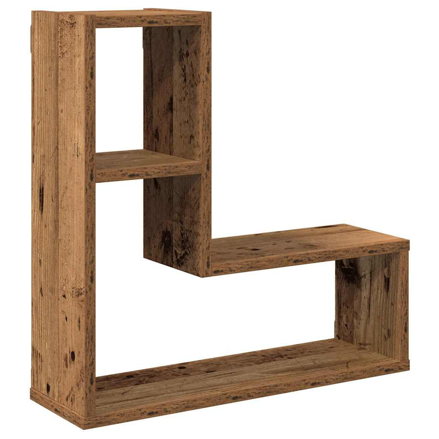 Wandschappen kubus 2 st 50x15x50 cm bewerkt hout oud houtkleur