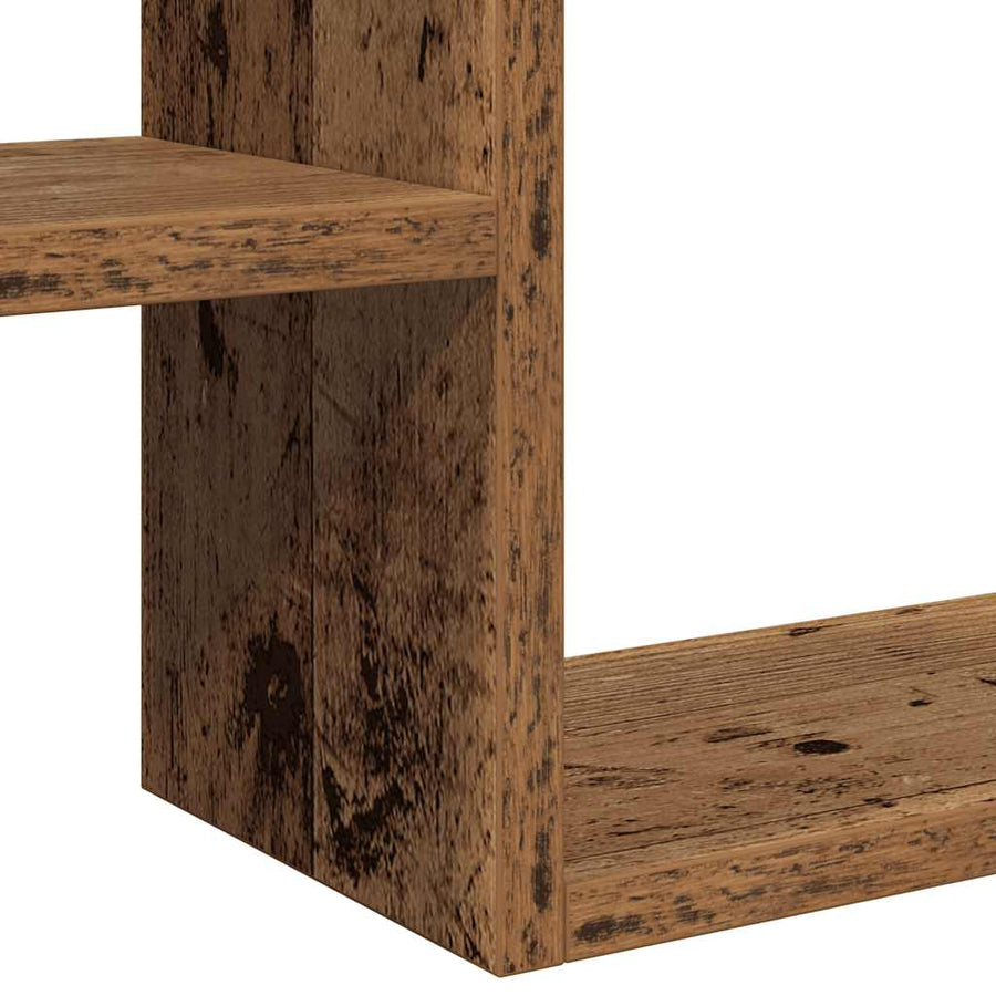 Wandschappen kubus 2 st 50x15x50 cm bewerkt hout oud houtkleur