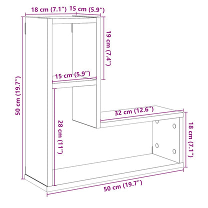 Wandschappen kubus 2 st 50x15x50 cm bewerkt hout oud houtkleur