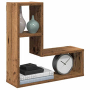 Wandplank kubus 50x15x50 cm bewerkt hout oud houtkleur 2 st