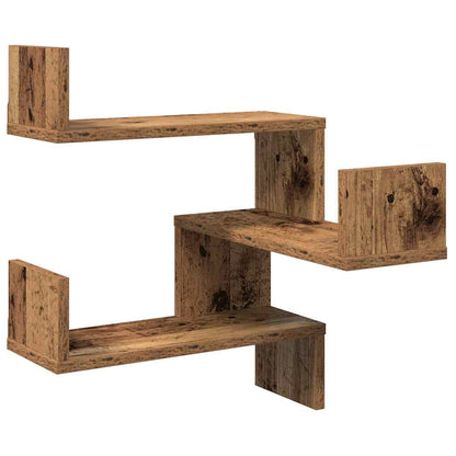 Hoekwandschappen 2 st 40x40x49,5 cm bewerkt hout oud houtkleur