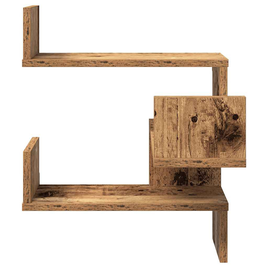 Hoekwandschappen 2 st 40x40x49,5 cm bewerkt hout oud houtkleur