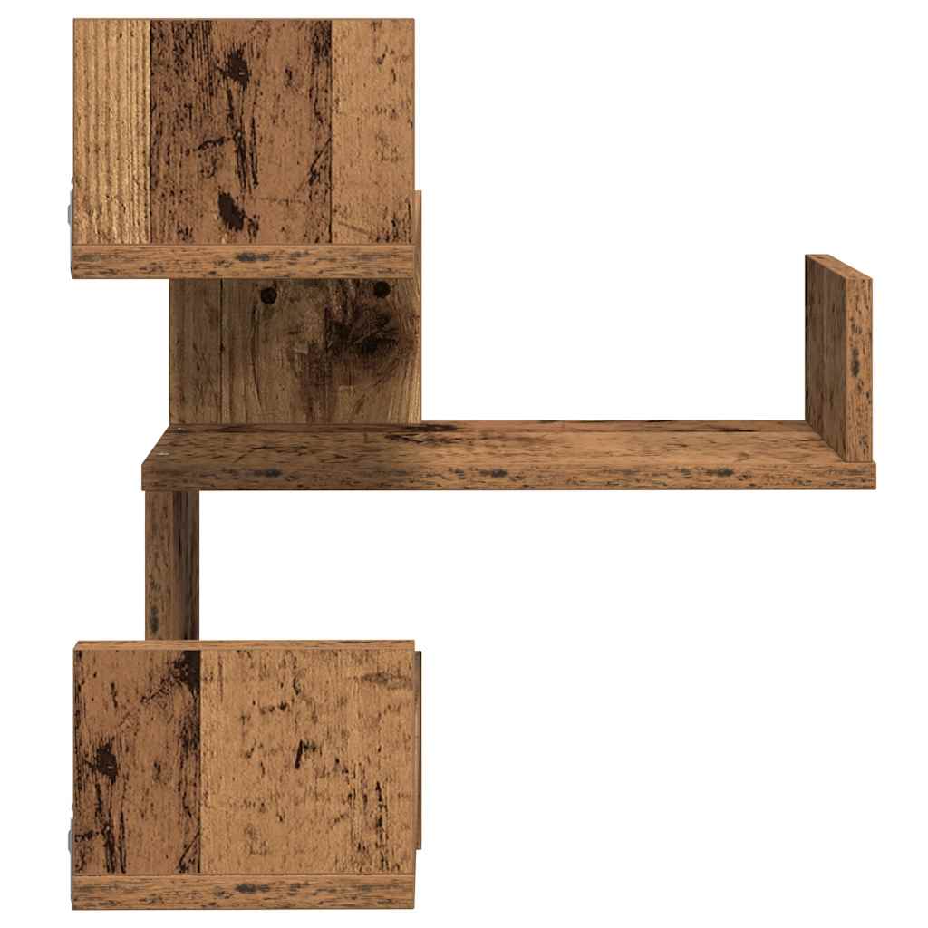Hoekwandschappen 2 st 40x40x49,5 cm bewerkt hout oud houtkleur