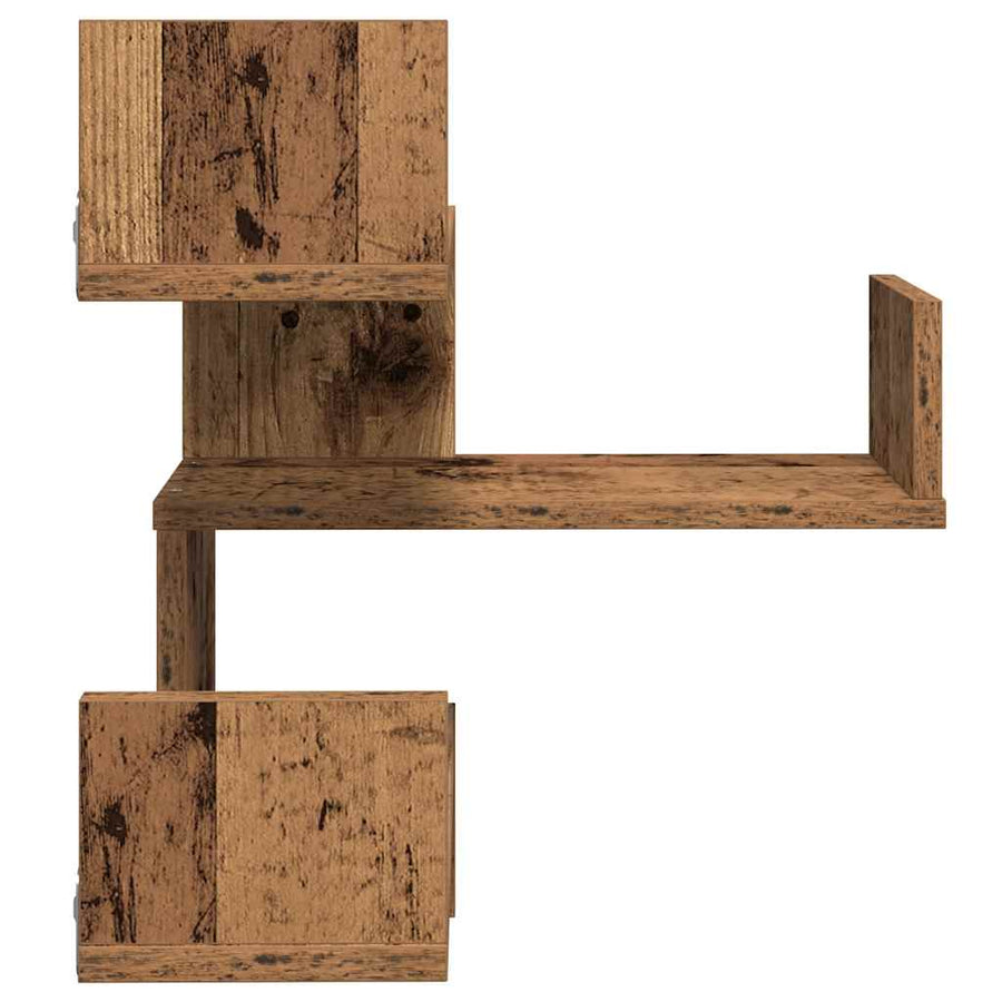 Hoekwandschappen 2 st 40x40x49,5 cm bewerkt hout oud houtkleur