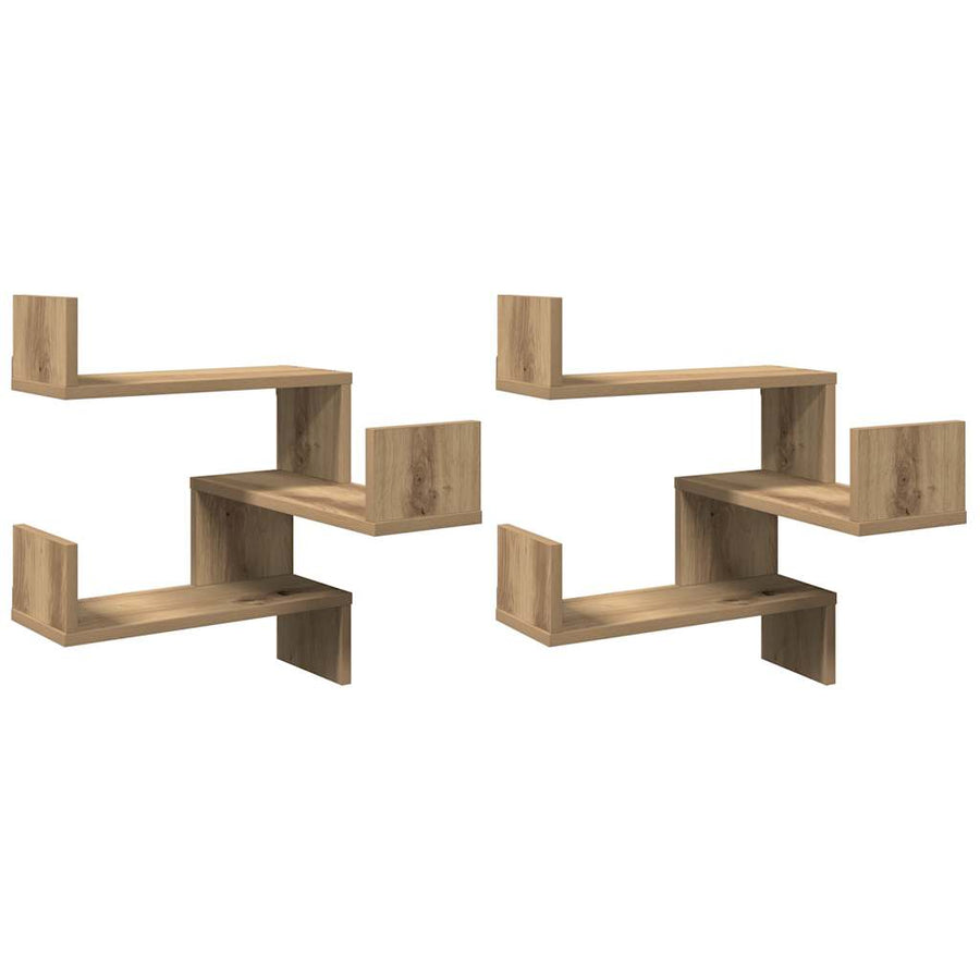 Hoekwandschappen 2 st 40x40x49,5 cm hout artisanaal eiken