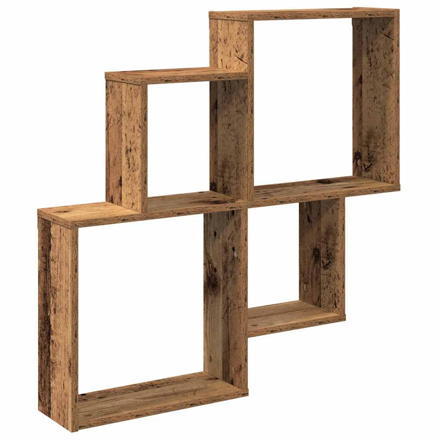 Wandschap 80x15x78,5 cm bewerkt hout oud houtkleurig