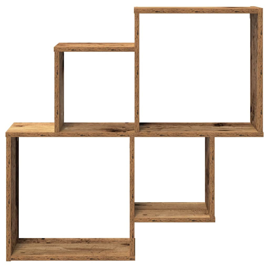 Wandschap 80x15x78,5 cm bewerkt hout oud houtkleurig