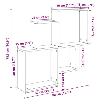 Wandschap 80x15x78,5 cm bewerkt hout oud houtkleurig