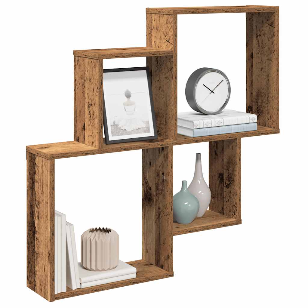Wandschap 80x15x78,5 cm bewerkt hout oud houtkleurig