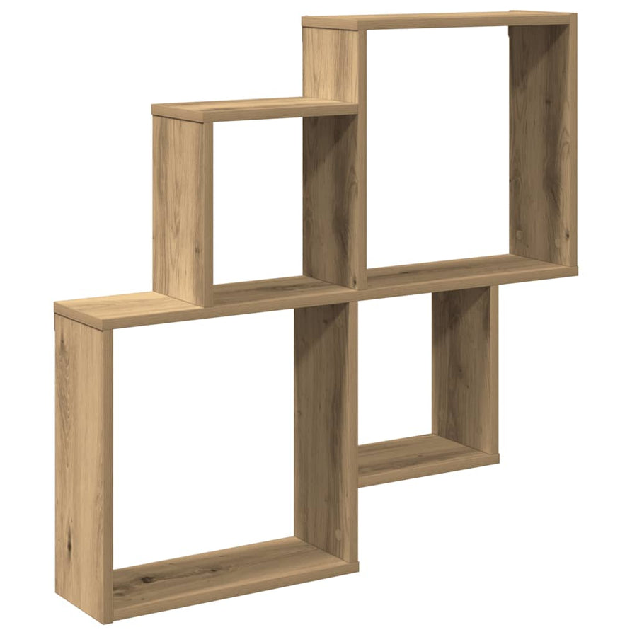 Wandschap 80x15x78,5 cm bewerkt hout artisanaal eikenkleurig