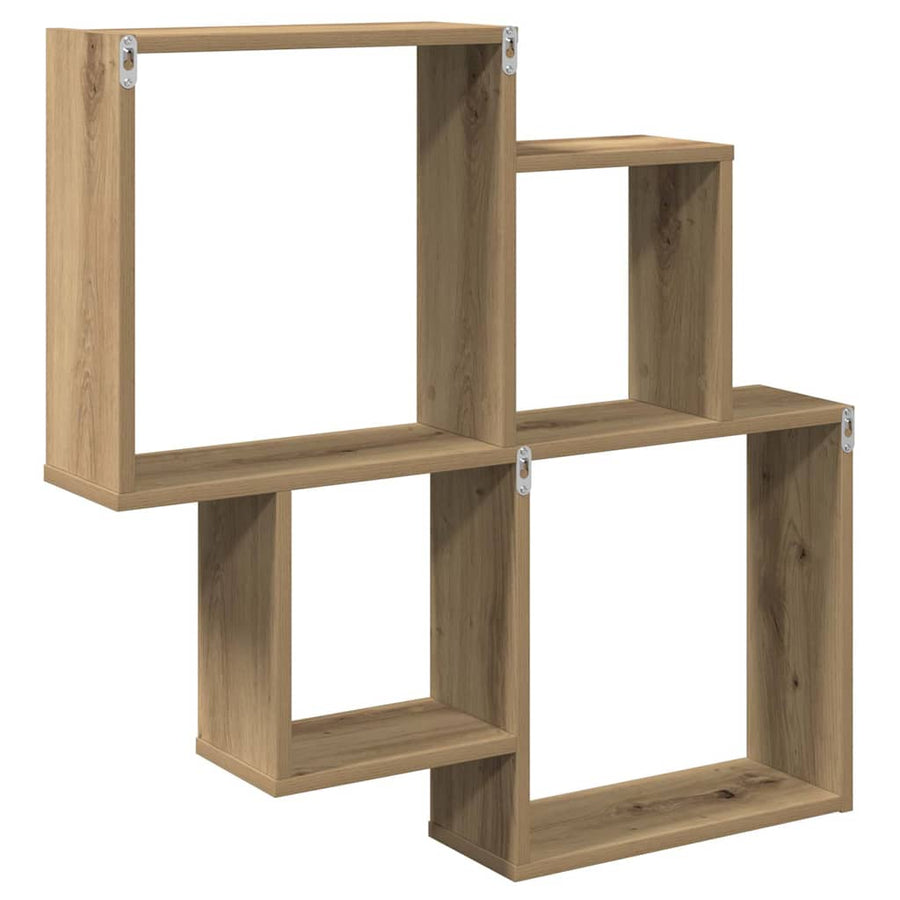 Wandschap 80x15x78,5 cm bewerkt hout artisanaal eikenkleurig