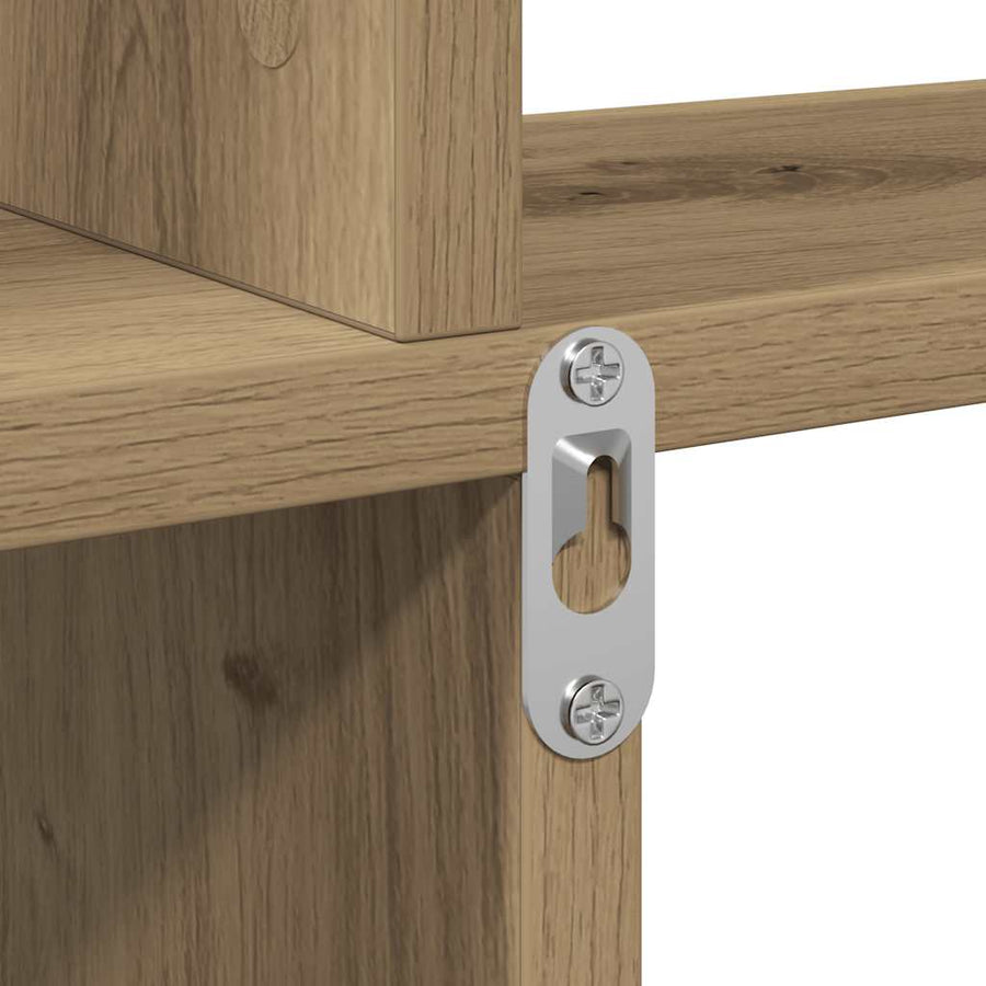 Wandschap 80x15x78,5 cm bewerkt hout artisanaal eikenkleurig