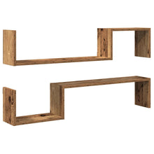 Wandschappen 2 st 100x15x20 cm bewerkt hout oud houtkleurig
