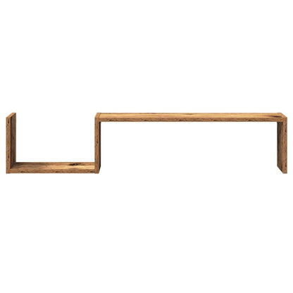 Wandschappen 2 st 100x15x20 cm bewerkt hout oud houtkleurig