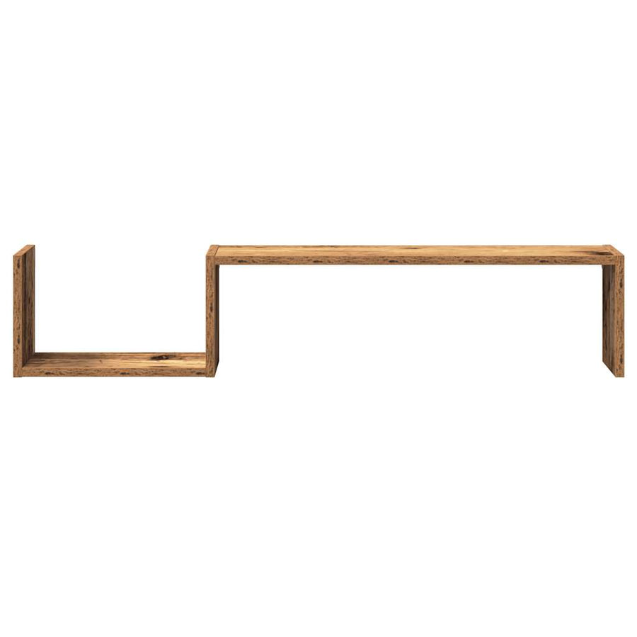 Wandschappen 2 st 100x15x20 cm bewerkt hout oud houtkleurig