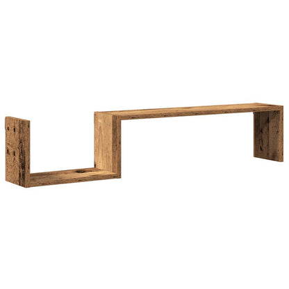 Wandschappen 2 st 100x15x20 cm bewerkt hout oud houtkleurig