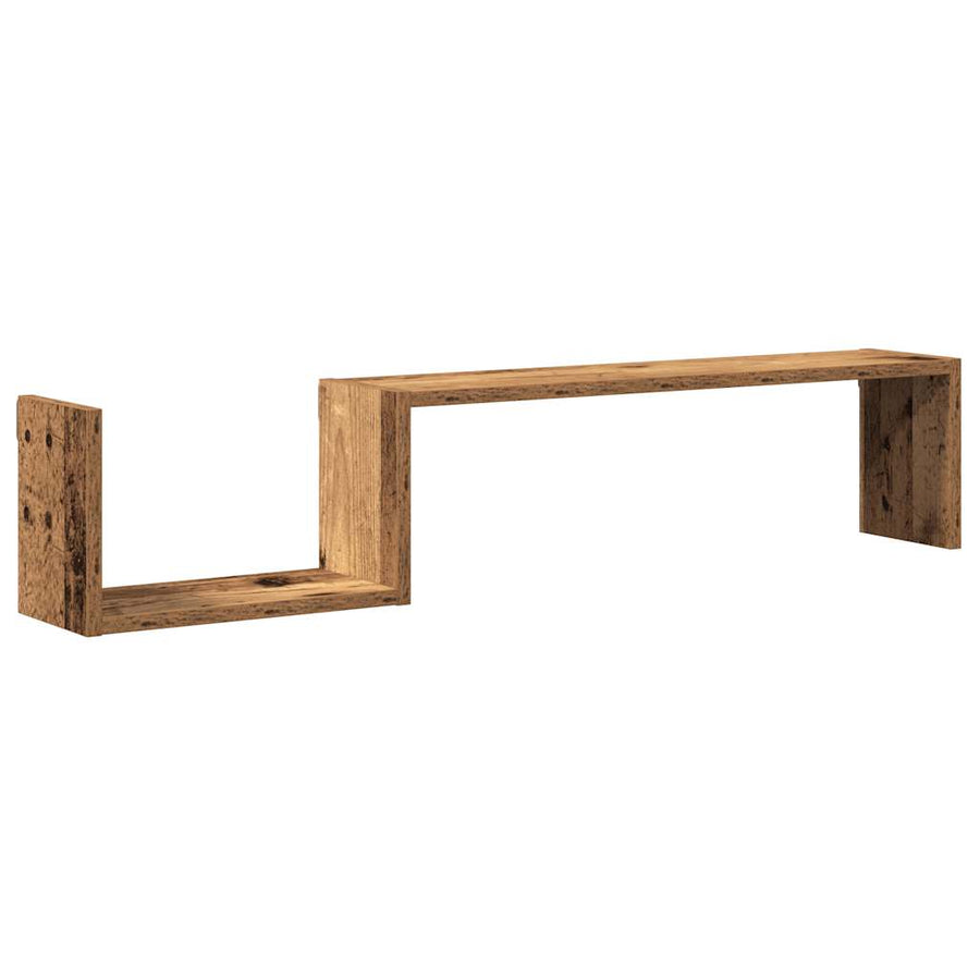 Wandschappen 2 st 100x15x20 cm bewerkt hout oud houtkleurig