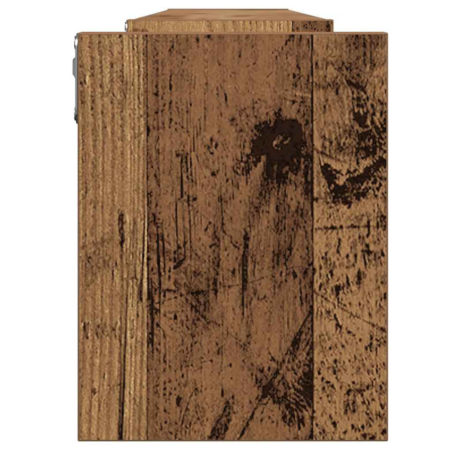 Wandschappen 2 st 100x15x20 cm bewerkt hout oud houtkleurig