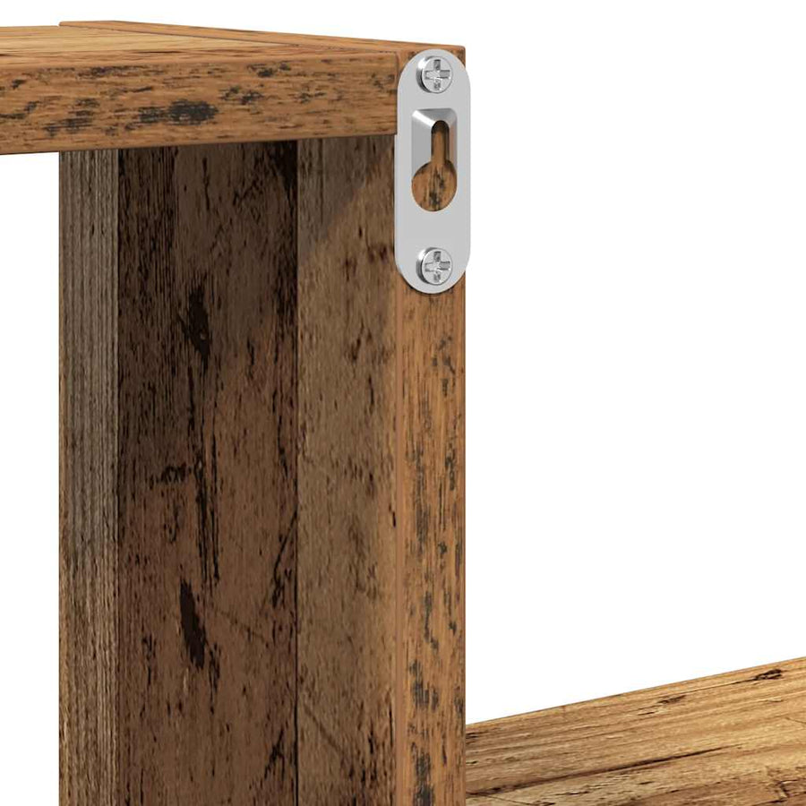 Wandschappen 2 st 100x15x20 cm bewerkt hout oud houtkleurig