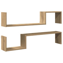 Wandschappen 2 st 100x15x20 cm bewerkt hout artisanaal eiken