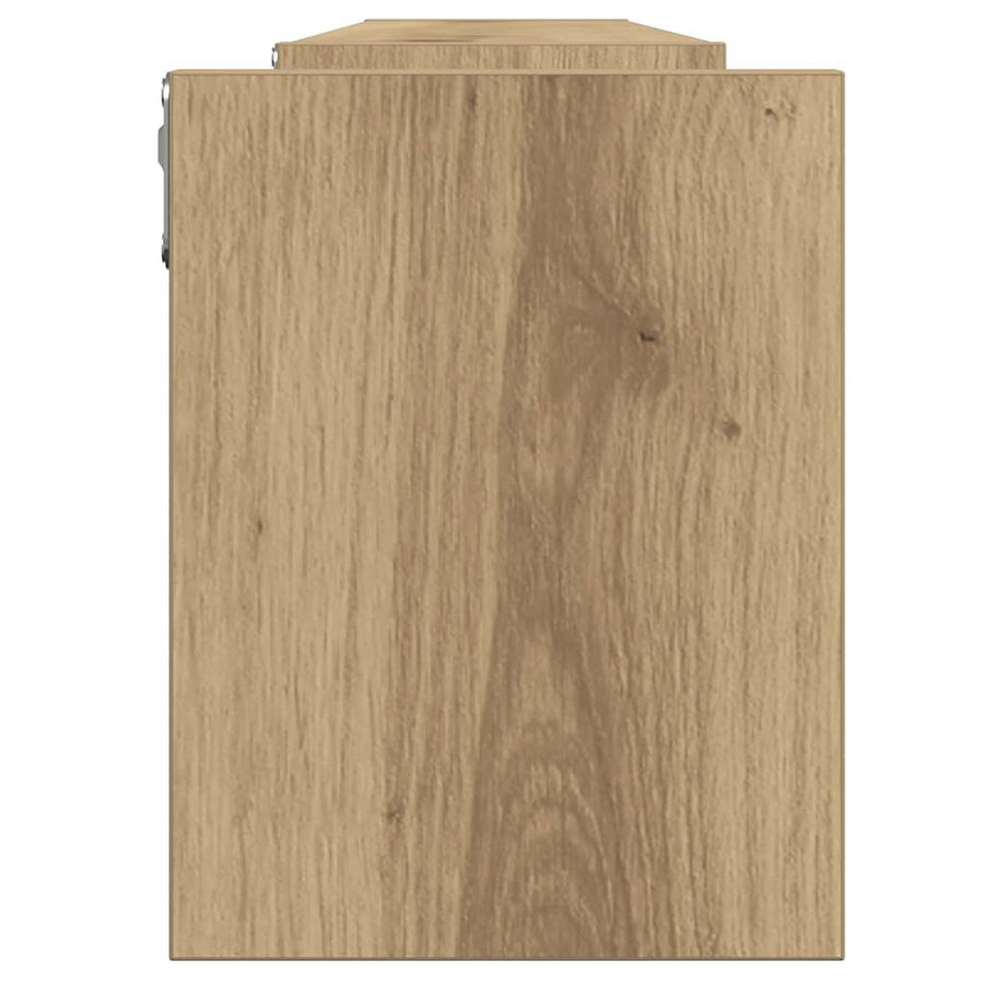 Wandschappen 2 st 100x15x20 cm bewerkt hout artisanaal eiken