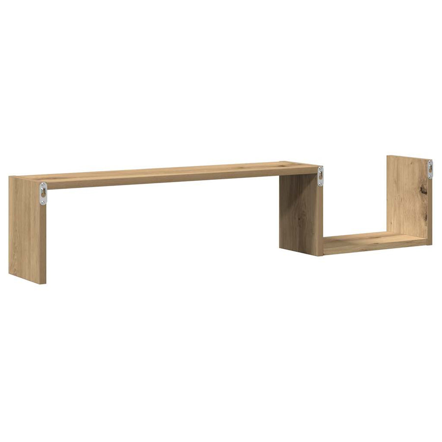 Wandschappen 2 st 100x15x20 cm bewerkt hout artisanaal eiken