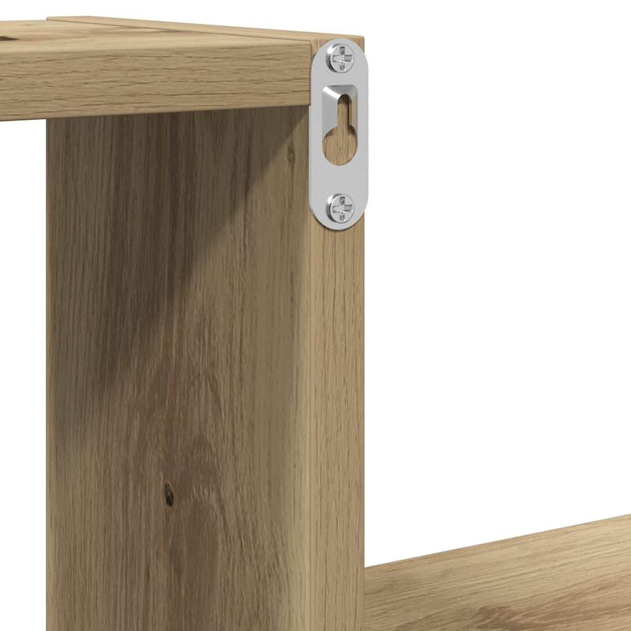 Wandschappen 2 st 100x15x20 cm bewerkt hout artisanaal eiken