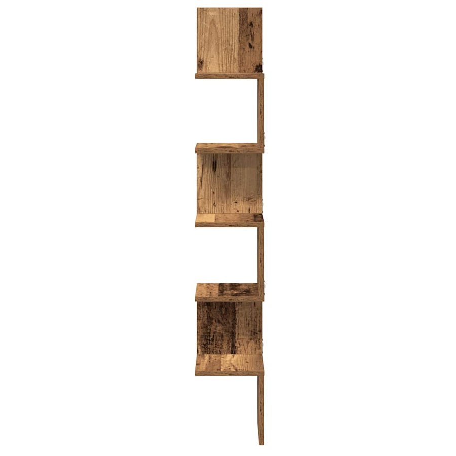 Hoekwandschap 20x20x127,5 cm bewerkt hout oud houtkleurig