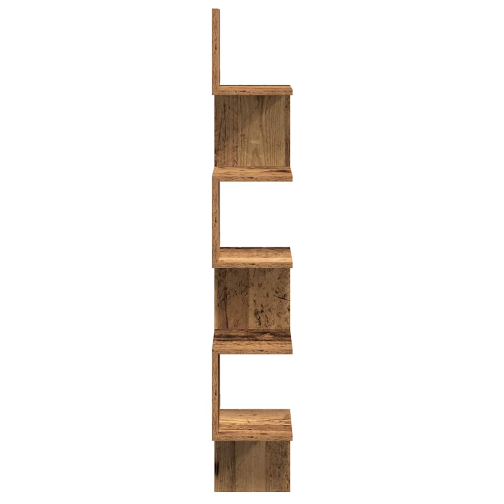 Hoekwandschap 20x20x127,5 cm bewerkt hout oud houtkleurig