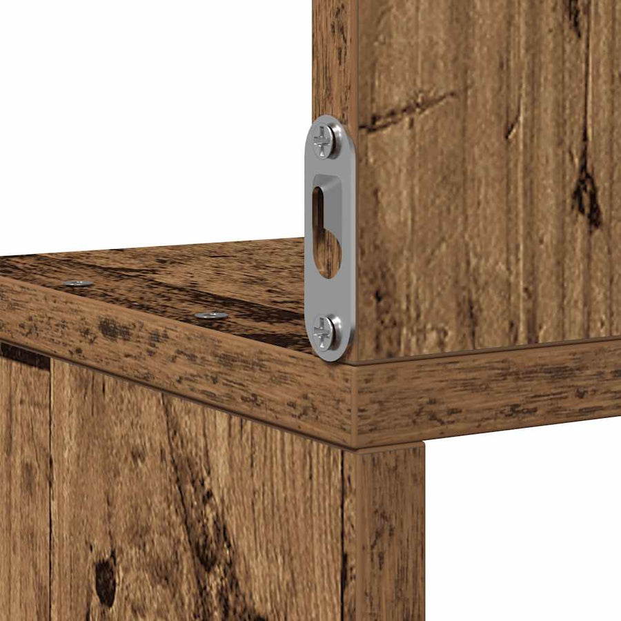 Hoekwandschap 20x20x127,5 cm bewerkt hout oud houtkleurig